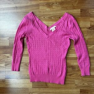 4/$15 Sweet Romeo pink V-Neck cable sweater